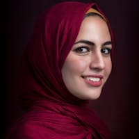 Woman in red hijab